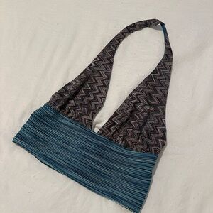 Patterned Blue and Black Women's Bag